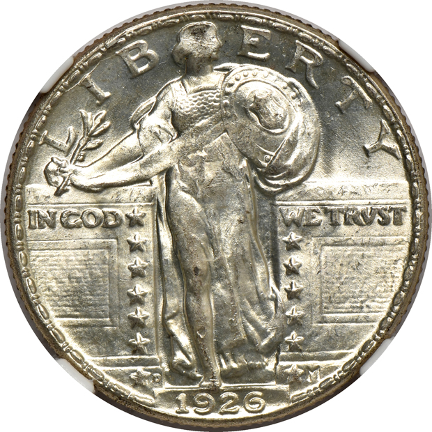 Five certified Standing Liberty quarters