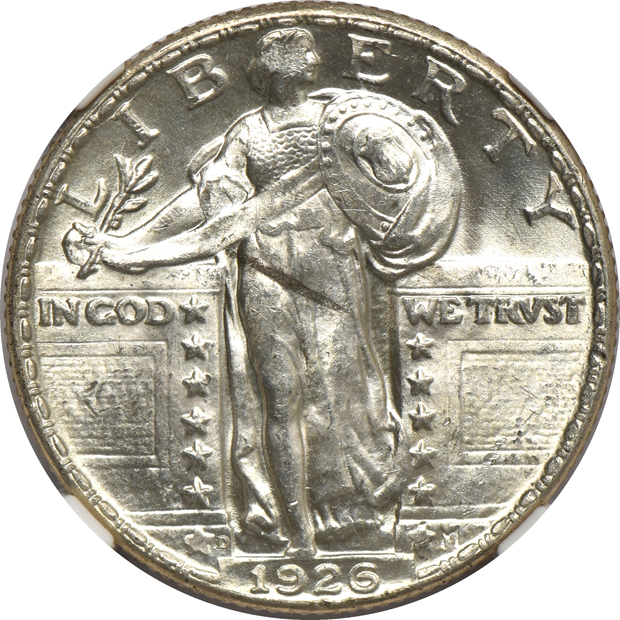 Five certified Standing Liberty quarters