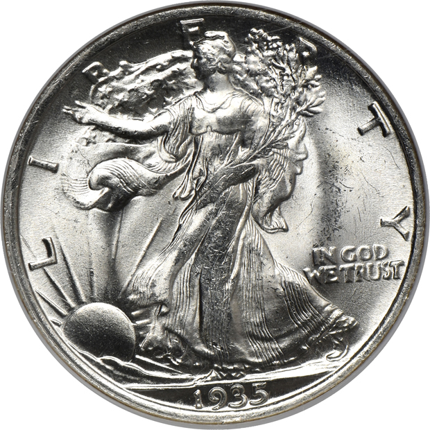 Nine certified Walking Liberty half dollars