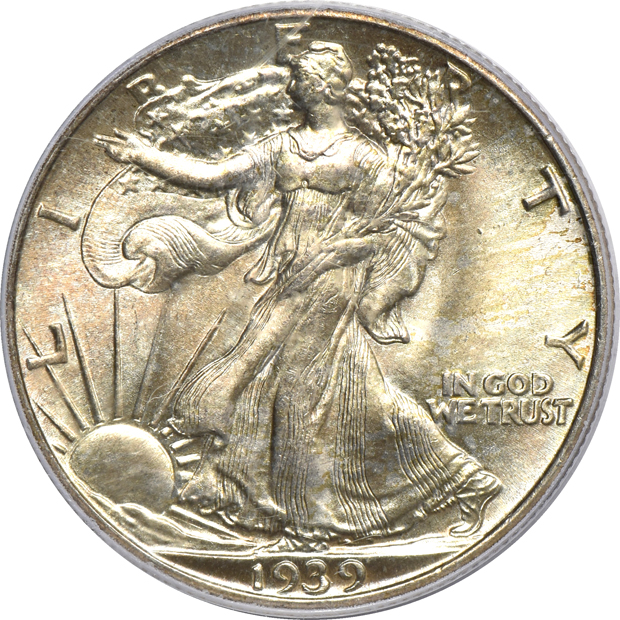 Nine certified Walking Liberty half dollars