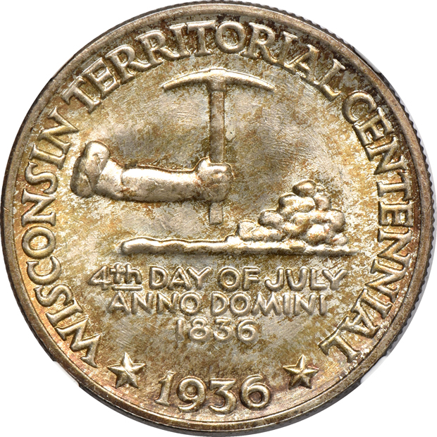 1936 Wisconsin, three Booker T. Washington, and a 1954-S Washington-Carver, all NGC MS-66 CAC