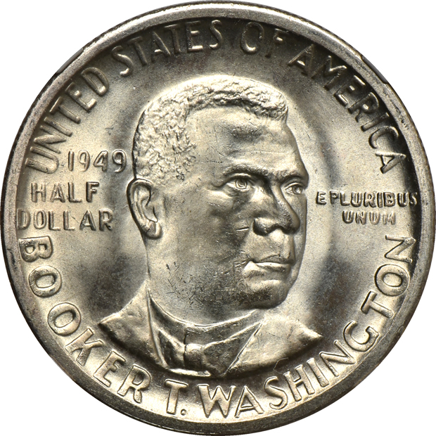1936 Wisconsin, three Booker T. Washington, and a 1954-S Washington-Carver, all NGC MS-66 CAC