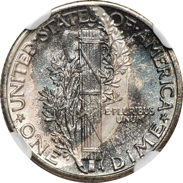 Group of 39 Mercury dimes certified by NGC
