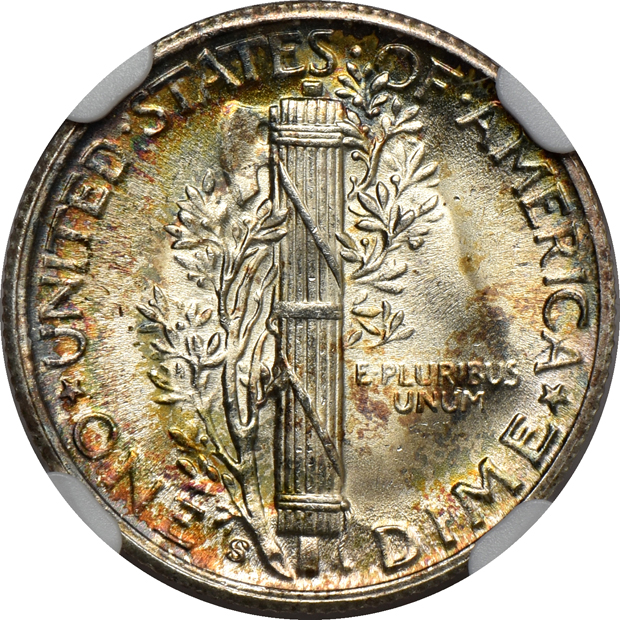 Group of 39 Mercury dimes certified by NGC