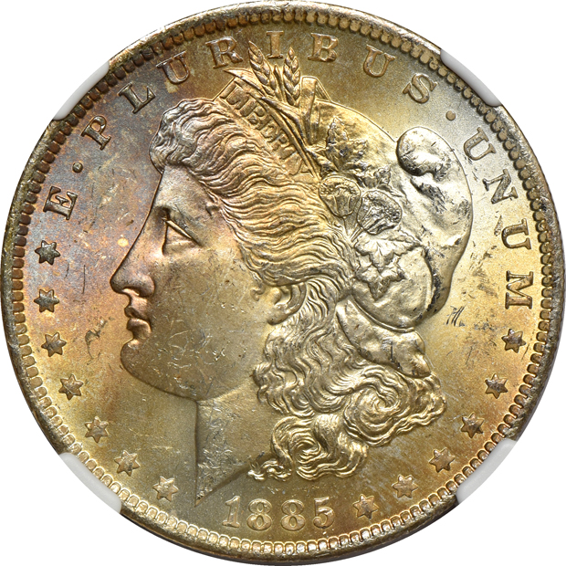 Sixteen 1885-O NGC MS-65