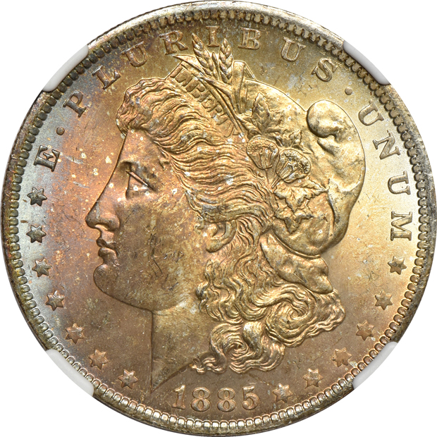 Eight toned 1885-O NGC MS-65