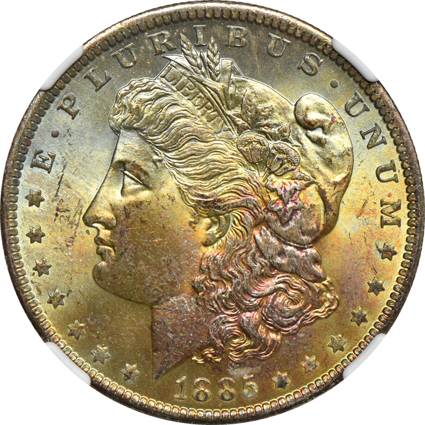 Eight toned 1885-O NGC MS-65