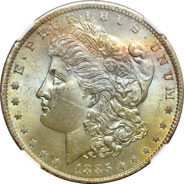 Eight toned 1885-O NGC MS-65