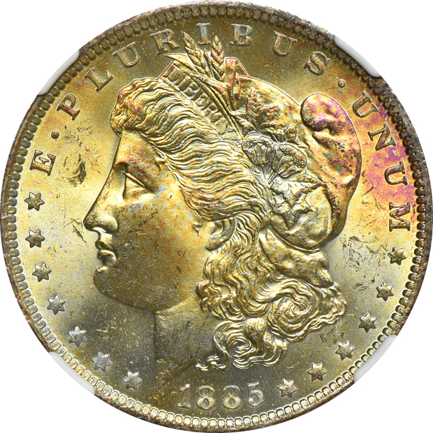 Eight toned 1885-O NGC MS-65
