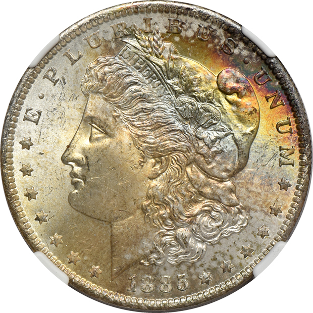 Eight toned 1885-O NGC MS-65