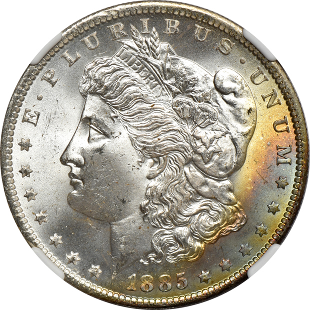 Eight toned 1885-O NGC MS-65