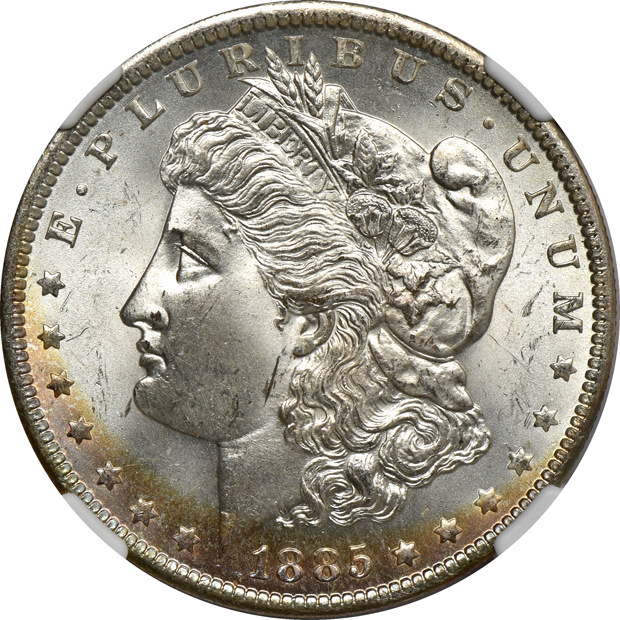 Eight 1885-O NGC MS-65