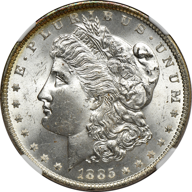 Eight 1885-O NGC MS-65