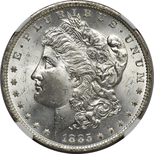 Eight 1885-O NGC MS-65