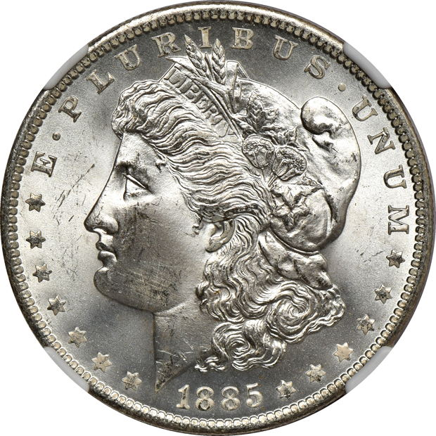 Eight 1885-O NGC MS-65