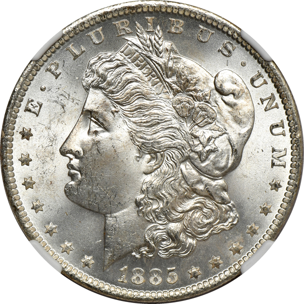 Eight 1885-O NGC MS-65