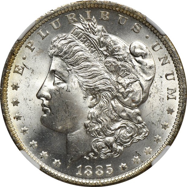 Six toned 1885-O NGC MS-66