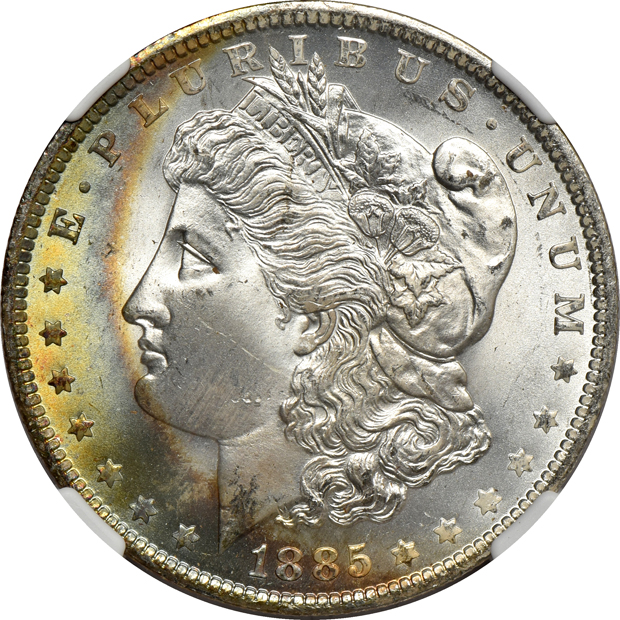 Six toned 1885-O NGC MS-66