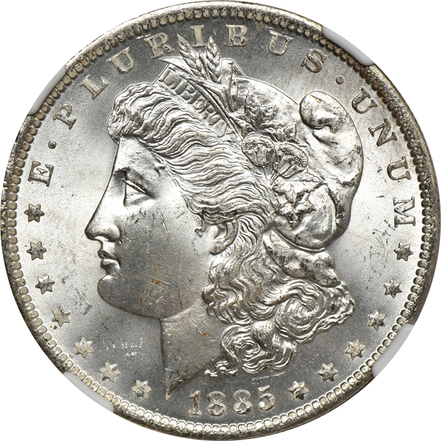 Seven 1885-O NGC MS-66