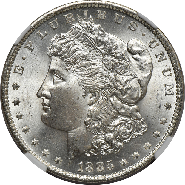 Five 1885-O NGC MS-66+