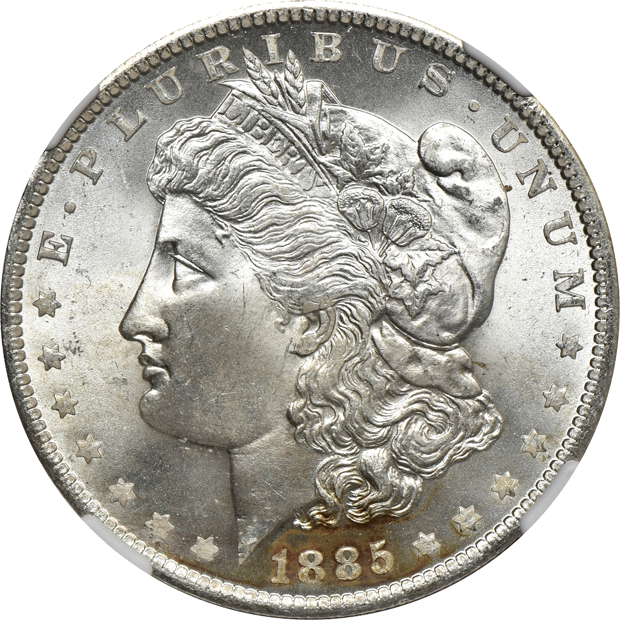 Five 1885-O NGC MS-66+
