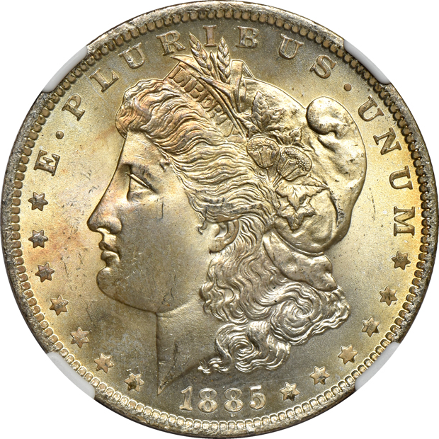 Four 1885-O NGC MS-66+