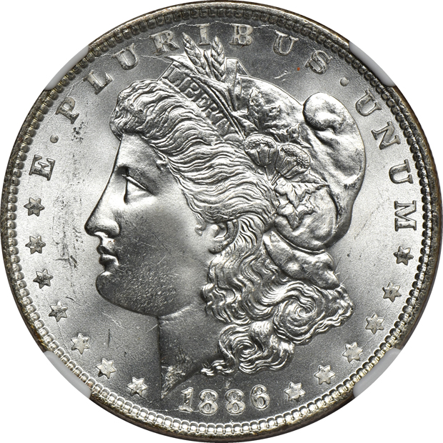 Four 1883-O and four 1886, all NGC MS-65