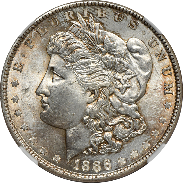 Two 1886 and seven 1898-O, all NGC MS-65