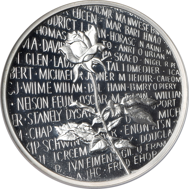 Pobjoy Mint - 1984 Vietnam Veterans Memorial Gold, Palladium, Platinum, and Silver four piece set, all NGC