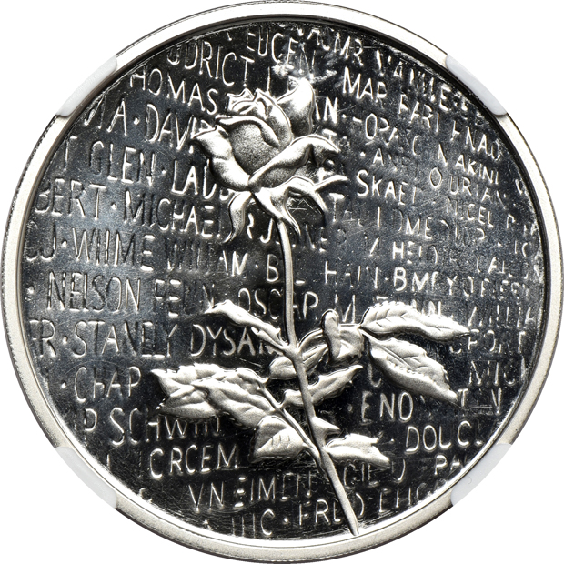 Pobjoy Mint - 1984 Vietnam Veterans Memorial Gold, Palladium, Platinum, and Silver four piece set, all NGC
