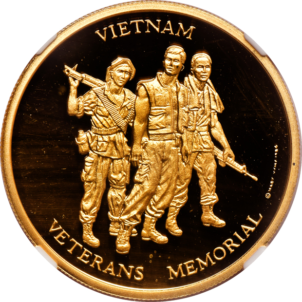 Pobjoy Mint - 1984 Vietnam Veterans Memorial Gold, Palladium, Platinum, and Silver four piece set, all NGC