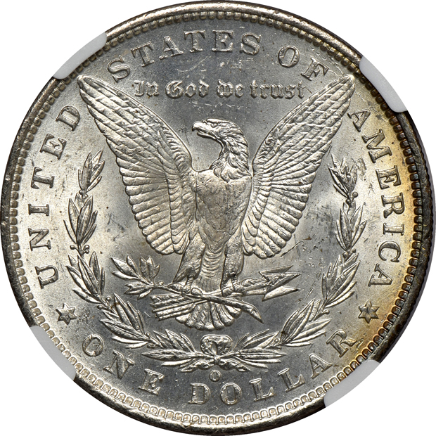 Eleven Uncirculated toned Morgan silver dollars, all CAC