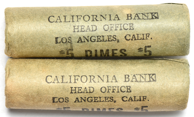 Forty-two rolls of 1958-D dimes