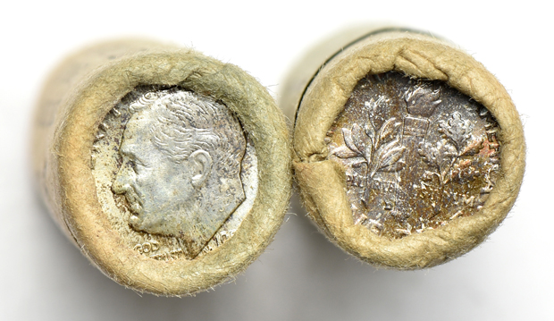 Forty-two rolls of 1958-D dimes