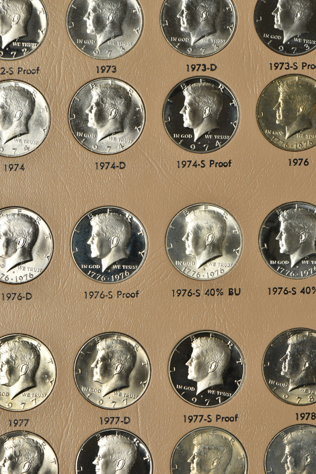 Complete collection of Kennedy half-dollars, including proof-only issues, through 2012-D, in a Dansco 8166 album