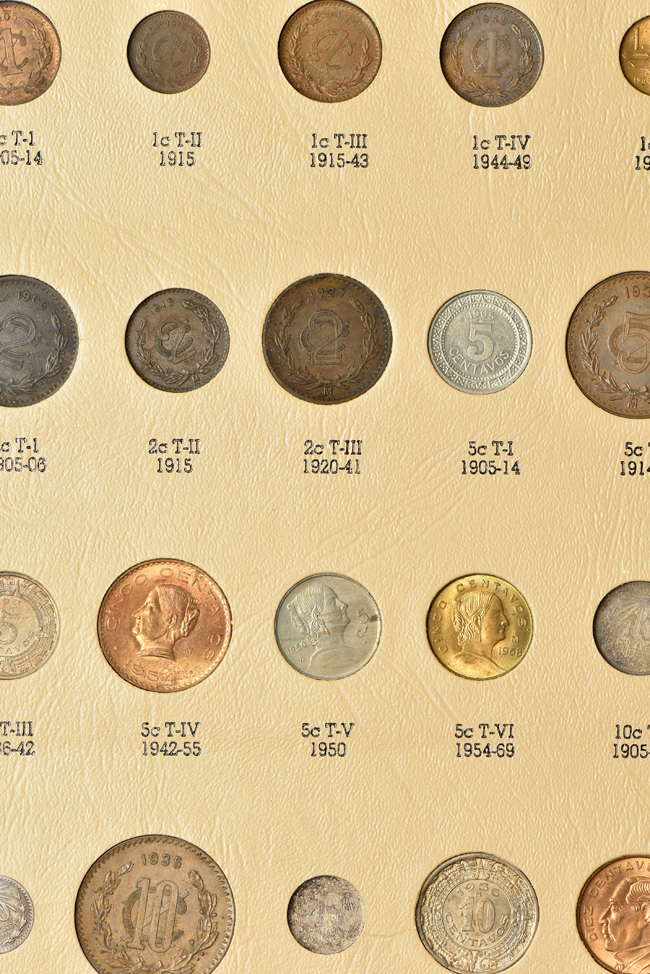 Scotsman Auction Co. - Lot #64 - Multiple - Fifty-six different Mexico type  coins in a Dansco 7220 album, and sixty-three different Austria type coins  in a Continental album