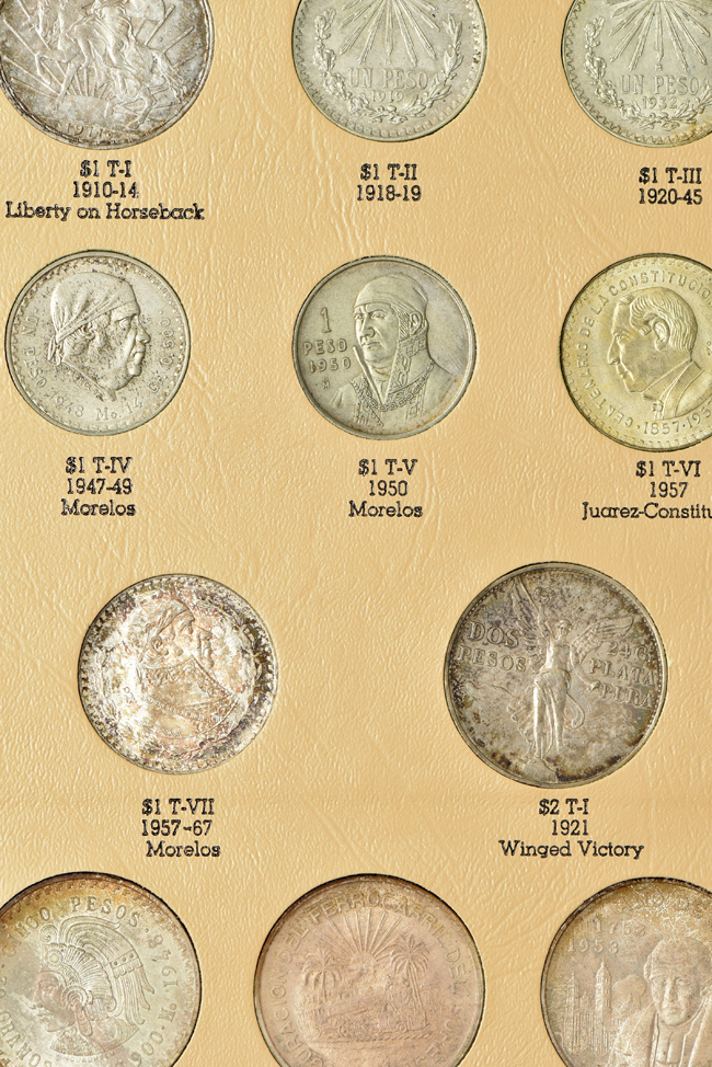 Multiple - Fifty-six different Mexico type coins in a Dansco 7220 album, and sixty-three different Austria type coins in a Continental album