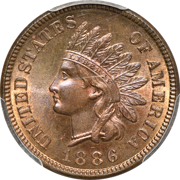 1874 NGC MS-62, 1886 Type 1 PCGS PR-65RB, and an 1893 PCGS PR-65RB
