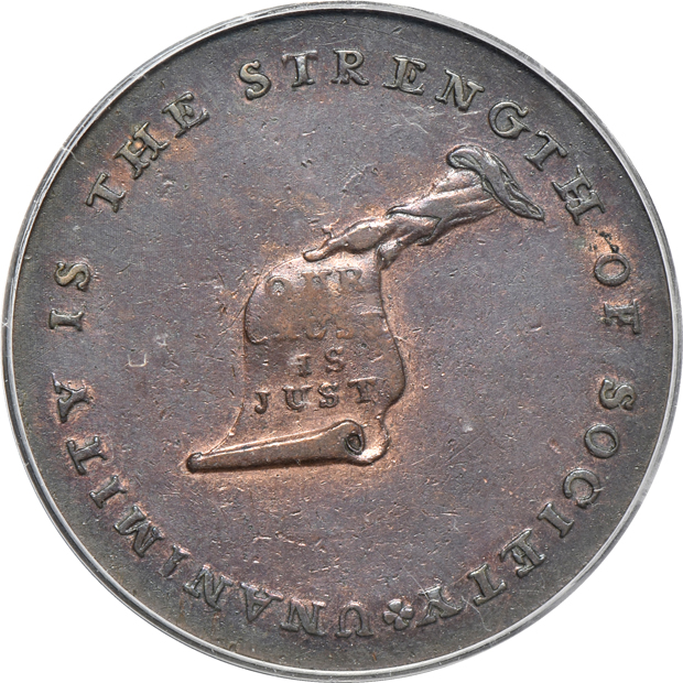 Plain Edge Kentucky Cent AU-50, plus an 1834 Running Boar (HT-9) Hard Times token PCGS MS-64BN