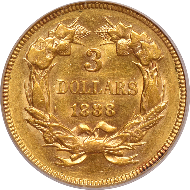 1888 PCGS AU-55 (green label) Gold CAC