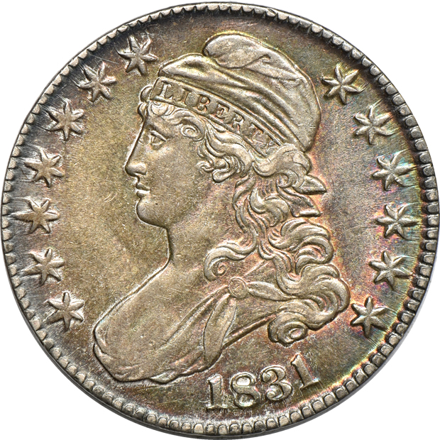 Eleven Capped Bust half-dollars, as described