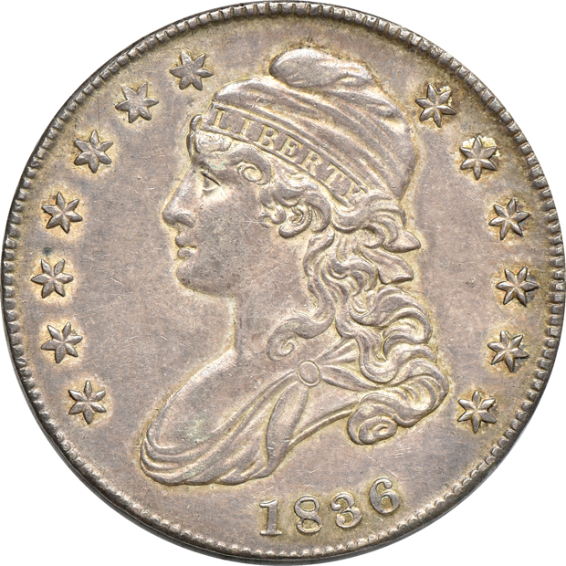 Eleven Capped Bust half-dollars, as described