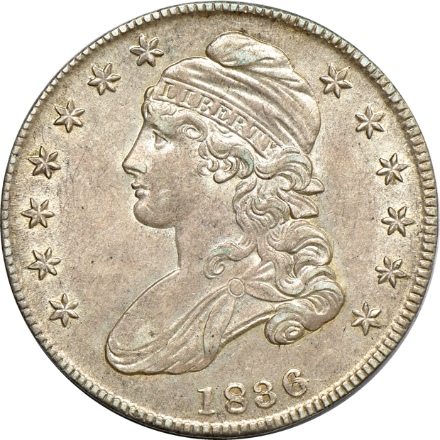 Eleven Capped Bust half-dollars, as described