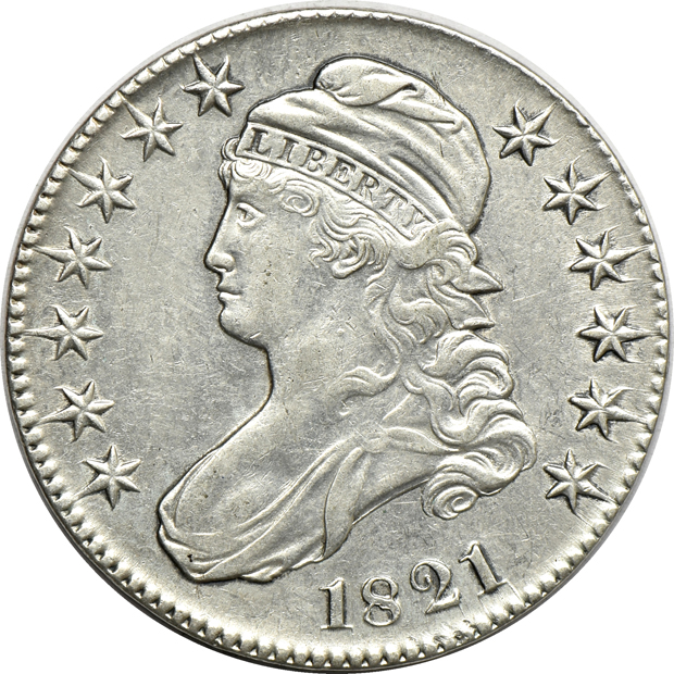 Five Capped Bust half-dollars, XF-AU details/cleaned