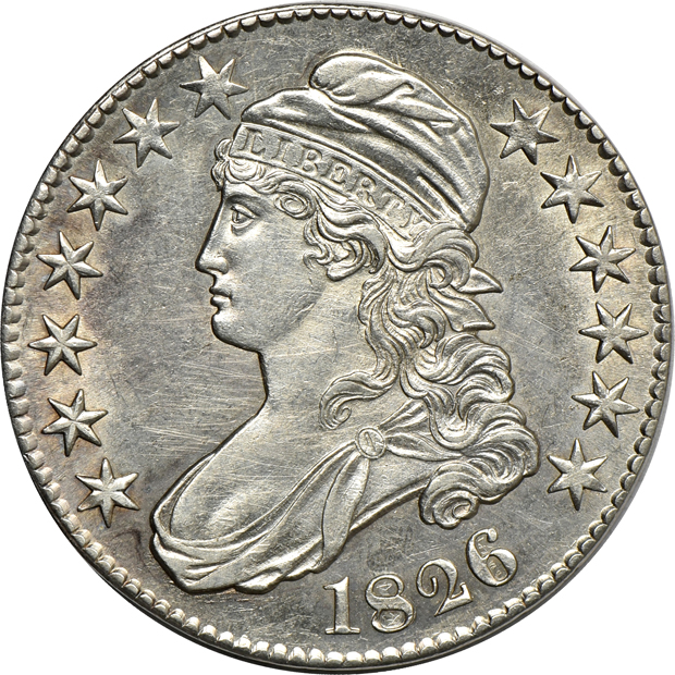 Five Capped Bust half-dollars, XF-AU details/cleaned
