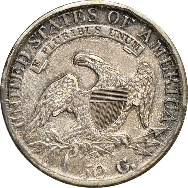 Four Capped Bust half-dollars VF to XF, as described