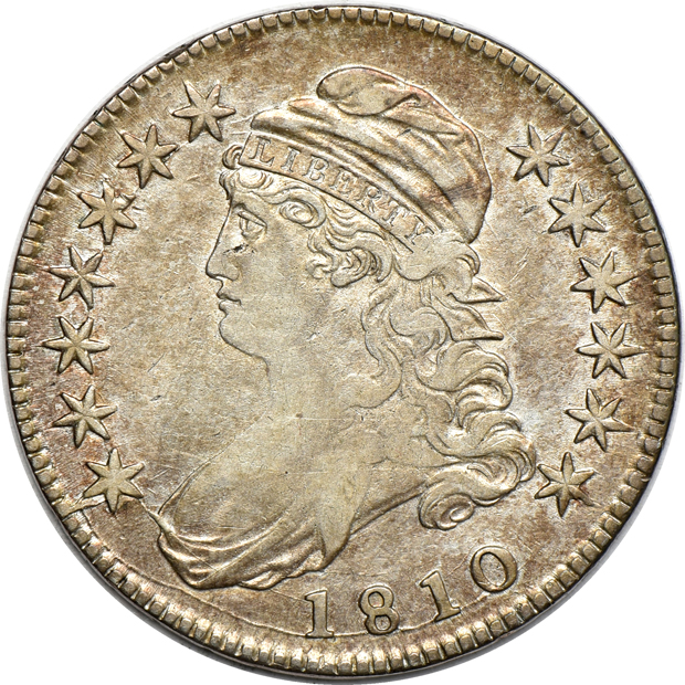 Four Capped Bust half-dollars VF to XF, as described