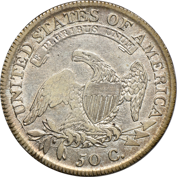 Four Capped Bust half-dollars VF to XF, as described