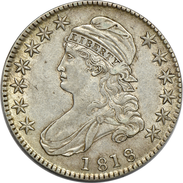 Four Capped Bust half-dollars VF to XF, as described