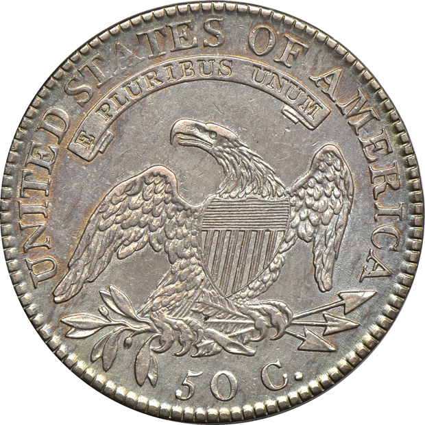 Five Capped Bust half-dollars, XF